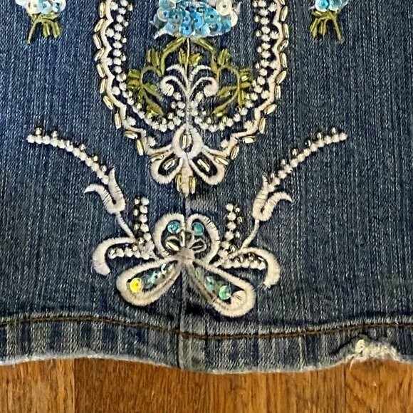 Rampage Jeans Boho Embordered Sequin Beads Flare Leg Womens Jeans Size 28 - Picture 13 of 13